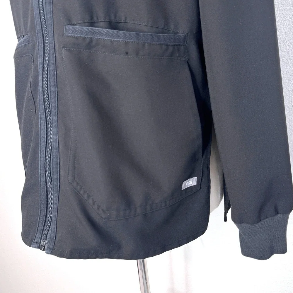 FIGS Bellery Jacket‎ Scrubs XS Black Bomber Style Medical Nurse Doctor Workwear